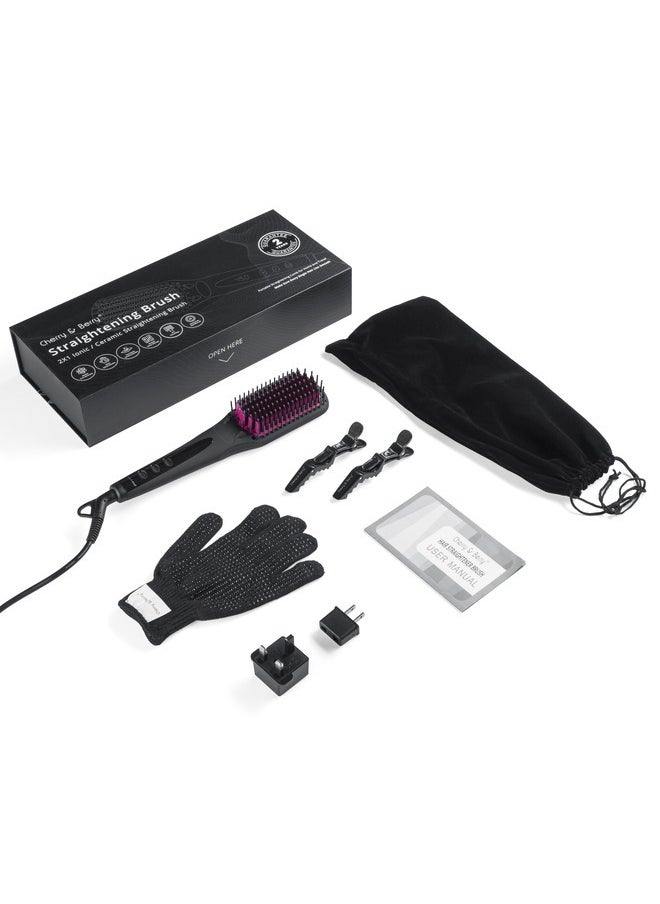 Cherry & Berry - Ionic Brush | Healthy and fast daily straightening | Temperature 170–450°F | Auto shut off after 60 minutes | Anti-tangle nano comb | Dual ion generator | PTC hair protection technology - Image 1