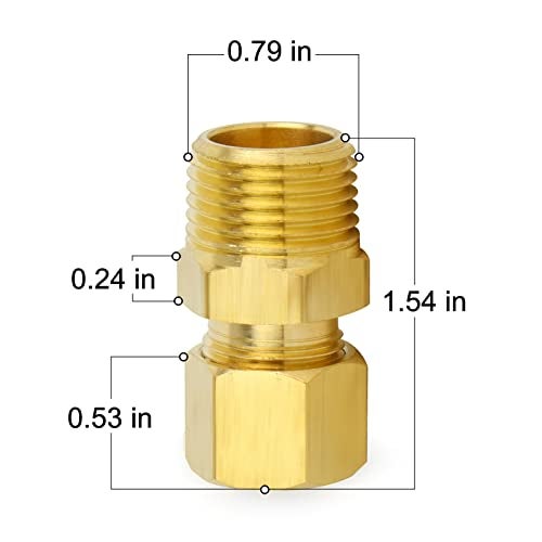 ChillWaves Brass Compression Tube Fitting, 1/2" OD x 1/2" NPT Male Compression Union Connector(5-PACK) - Image 2