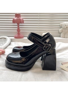 Generic 2025 Platform Heels Round Toe Slip On African Woman Shoe Chunky Sandals Lace-Up Brief Pumps Latest Mary Jane Slip-On Black [light version] 