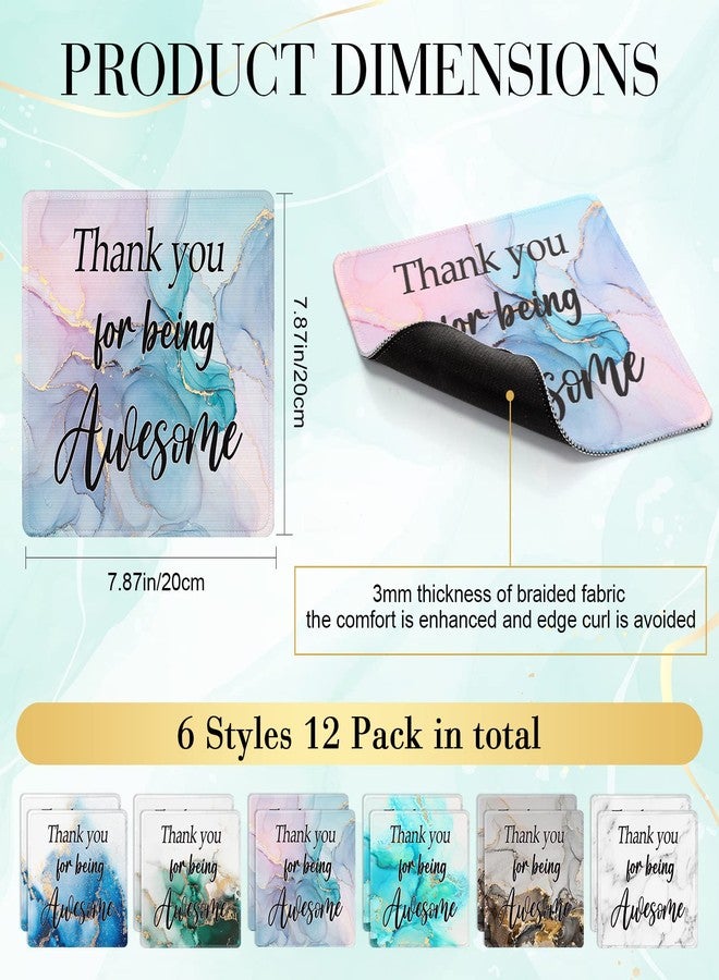 Datanly 12 Pcs Employee Appreciation Gift Bulk Mouse Pad Thank You for Being Awesome Gifts Non Slip Laptop Computer Marble Mouse Pad Thank You Gifts for Coworkers Employee Office Supplies - Image 2
