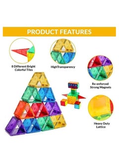 HOPHOP Magnet Building Tiles - 30 Vibrant Clear Color Pieces for Early Learning, Brain Development, and Creative Magnetic Block Construction Play"  - Image 2