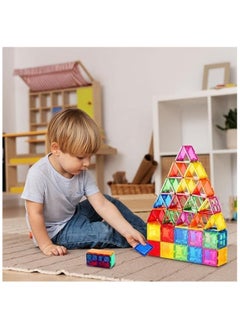 HOPHOP Magnet Building Tiles - 30 Vibrant Clear Color Pieces for Early Learning, Brain Development, and Creative Magnetic Block Construction Play"  - Image 4