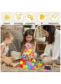 HOPHOP Magnet Building Tiles - 30 Vibrant Clear Color Pieces for Early Learning, Brain Development, and Creative Magnetic Block Construction Play"  - Image 3