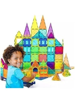 HOPHOP Magnet Building Tiles - 30 Vibrant Clear Color Pieces for Early Learning, Brain Development, and Creative Magnetic Block Construction Play"  - Image 1