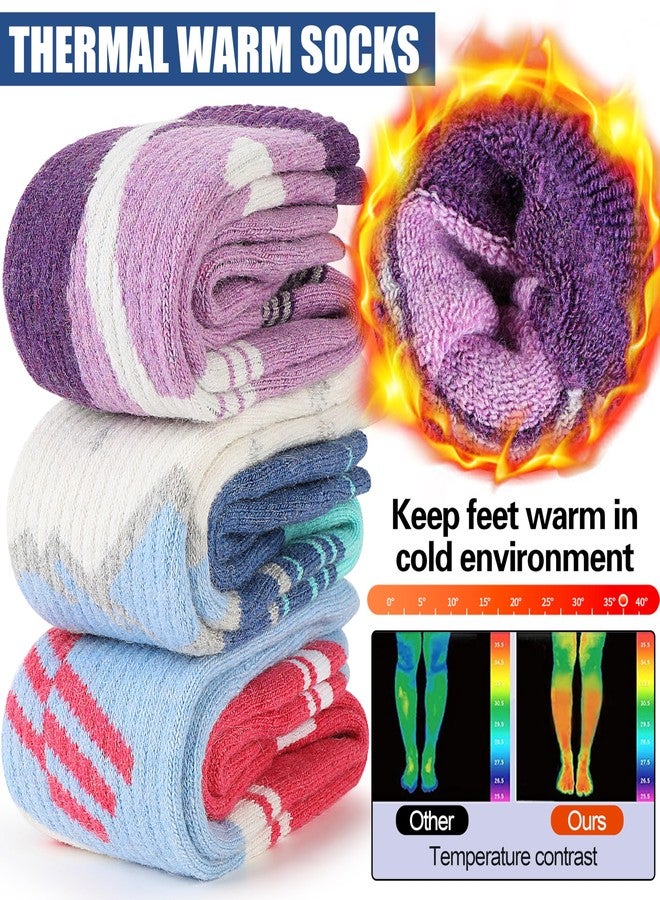 Sandsuced Merino Wool Ski Socks for Mens Womens Winter Thermal Warm Thick Knee High Snowboarding Skiing Socks for Cold Weather 3 Pairs Gifts Stocking Stuffers(Red/Blue/Purple,M) - Image 3