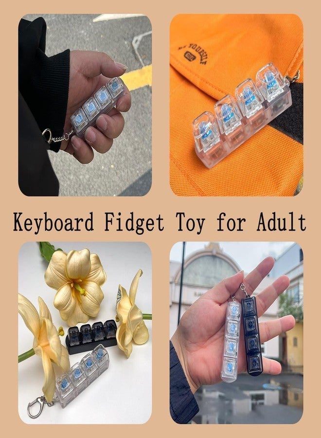Barasti 1 PCS Keyboard Fidget Toy, Keyboard Fidget Keychain 4-in-1 Keyboard Decompression Button Finger Clicker Toys, Button Stress Relief Fidget Gifts to Relief Stress - Image 3