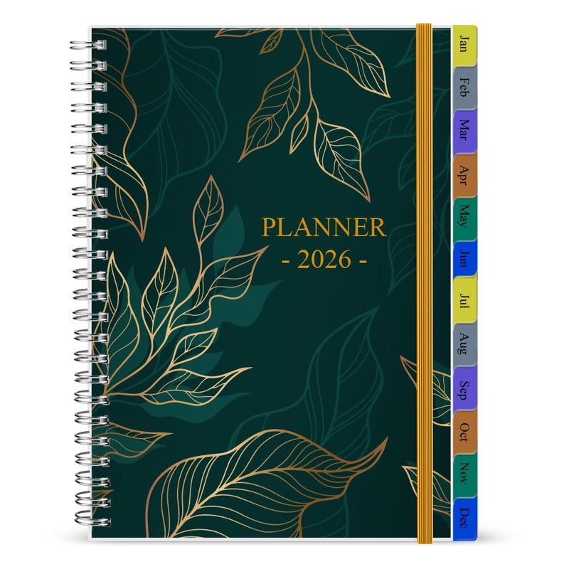 Getvow 2026 Weekly & Monthly Planner - January 2026 to December 2026, 2026 Planner & Organizer Notebook to Track Goals, Medium 6.5" x 8.5", Leaf - Image 1