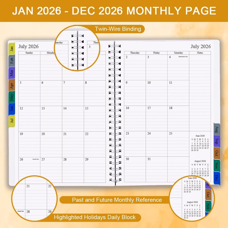 Getvow 2026 Weekly & Monthly Planner - January 2026 to December 2026, 2026 Planner & Organizer Notebook to Track Goals, Medium 6.5" x 8.5", Leaf - Image 2
