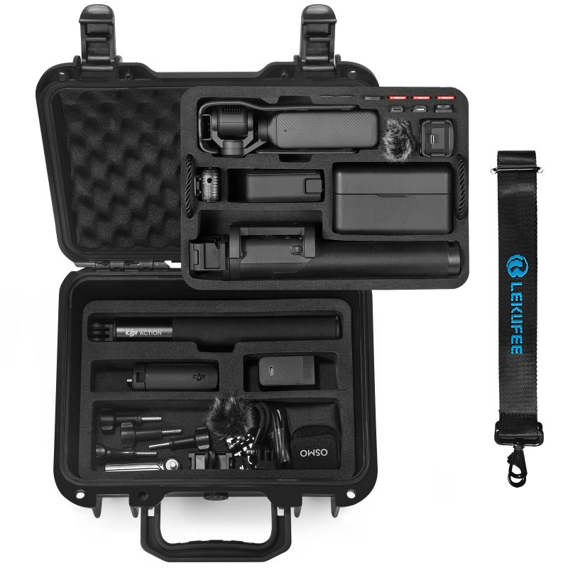 Lekufee Waterproof Hard Case for DJI Osmo Pocket 3, Mic 3/2/Mini, Creator Combo,Power Expansion Combo,Vlogging Camera and Accessories(Case Only) - Image 1