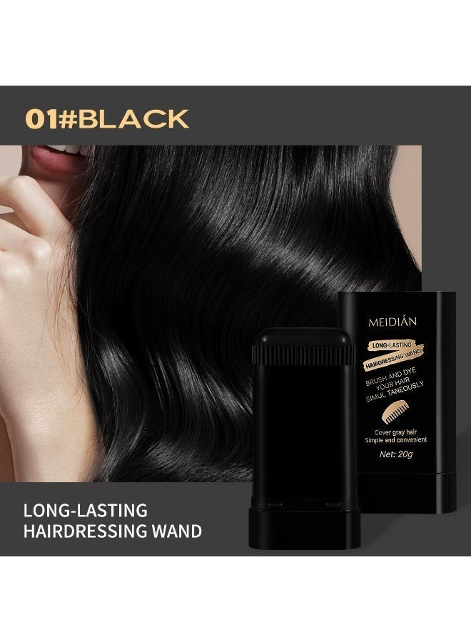 MEIDIÁN Temporary Hair Color Stick, Root Touch Up, Instantly Hairline Shadow Gray Touch-up Cover Up, Multi-Functional Quick Covering Gray Hair& Beard,Long-Lasting Waterproof Temporary Touchup Stick 01#BLACK - Image 2