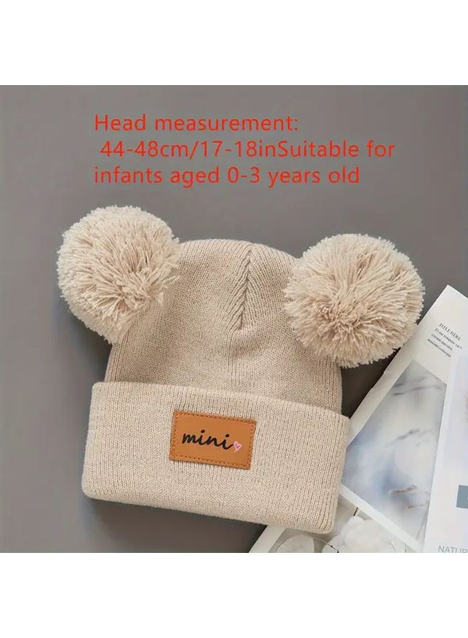 Black Soft Knit Fleece Lined Beanie With Balls For 0 3 Years Winter Hat - Image 5