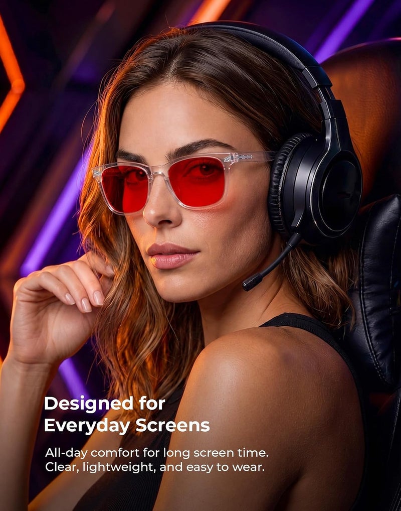 TIJN Heat resistant Sleep Glasses with Blue Green Light Blocking, Red Light Lens for Computer Gaming, Screen Fatigue & UV Protection Nationwide warehouse layout - Image 3