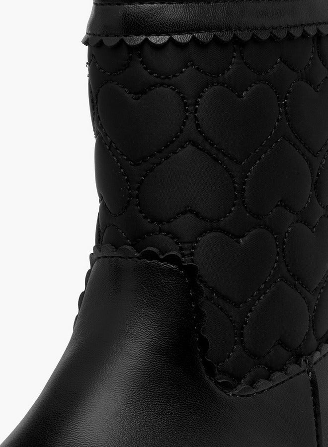 جونيورز أحذية برقبة عالية مبطنة بالقلوب مع سحاب - Image 4