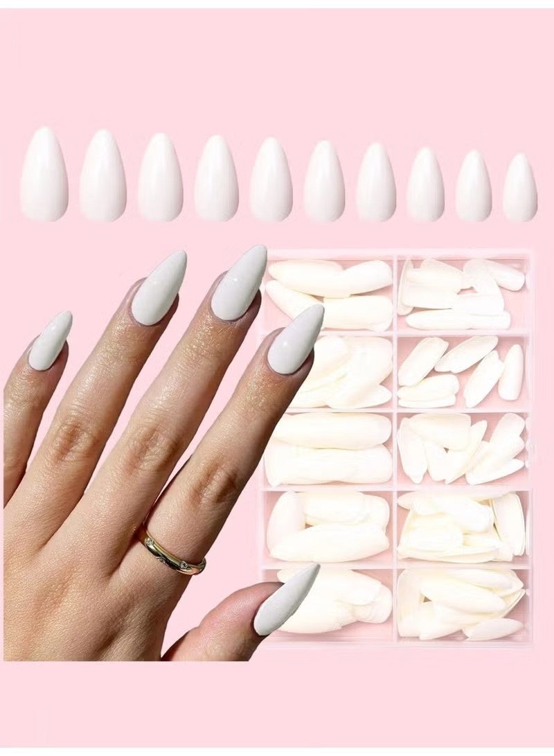 120 Pcs Fake Nail Tips, Almond Shape Press On Nails, Stick On ABS Full Cover Nails for Women, For Daily Party Wedding Use (Milky White) - Image 4