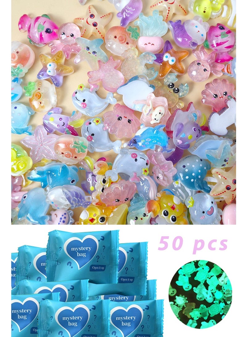 rocooart 50 Resin Mini Blind Bag Dolls, Various Cute 3D Cartoon Animal Toys, Luminous, Luminous Small Animal Surprise Blind Box - Image 1