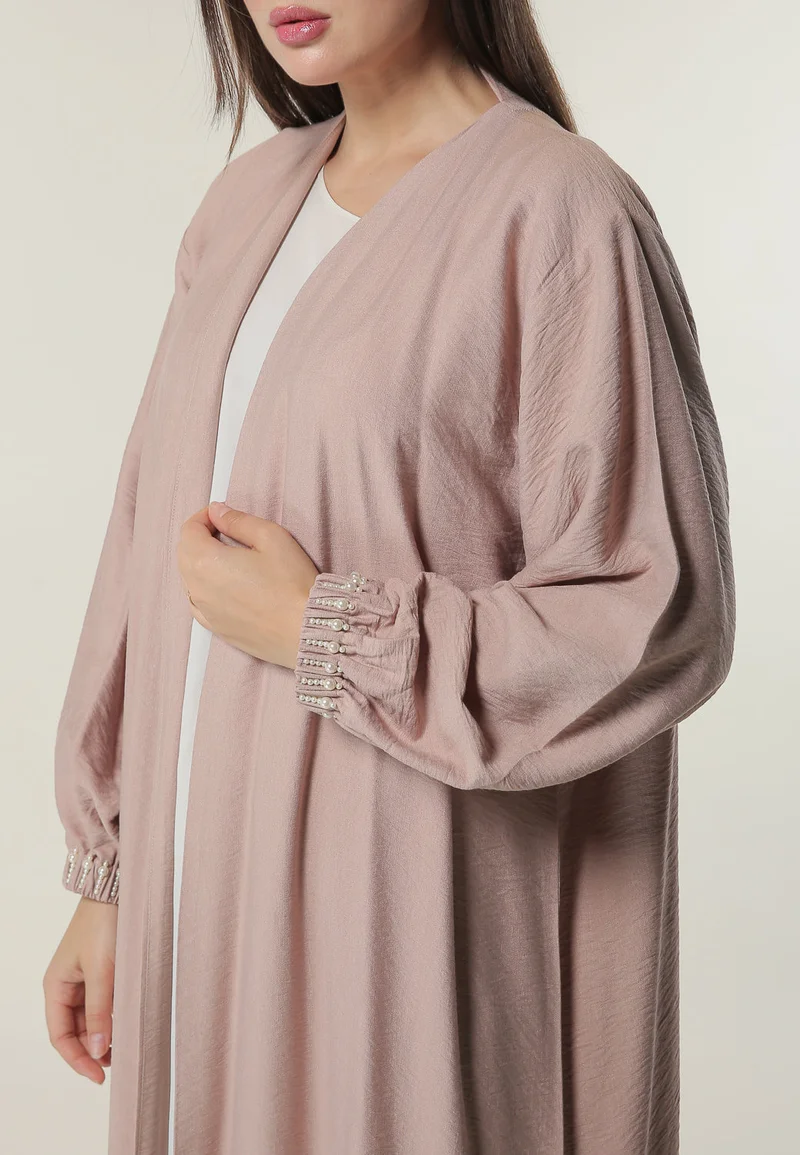 Moistreet  Embellished Elasticated Sleeves Abaya for Women | Best Price UAE