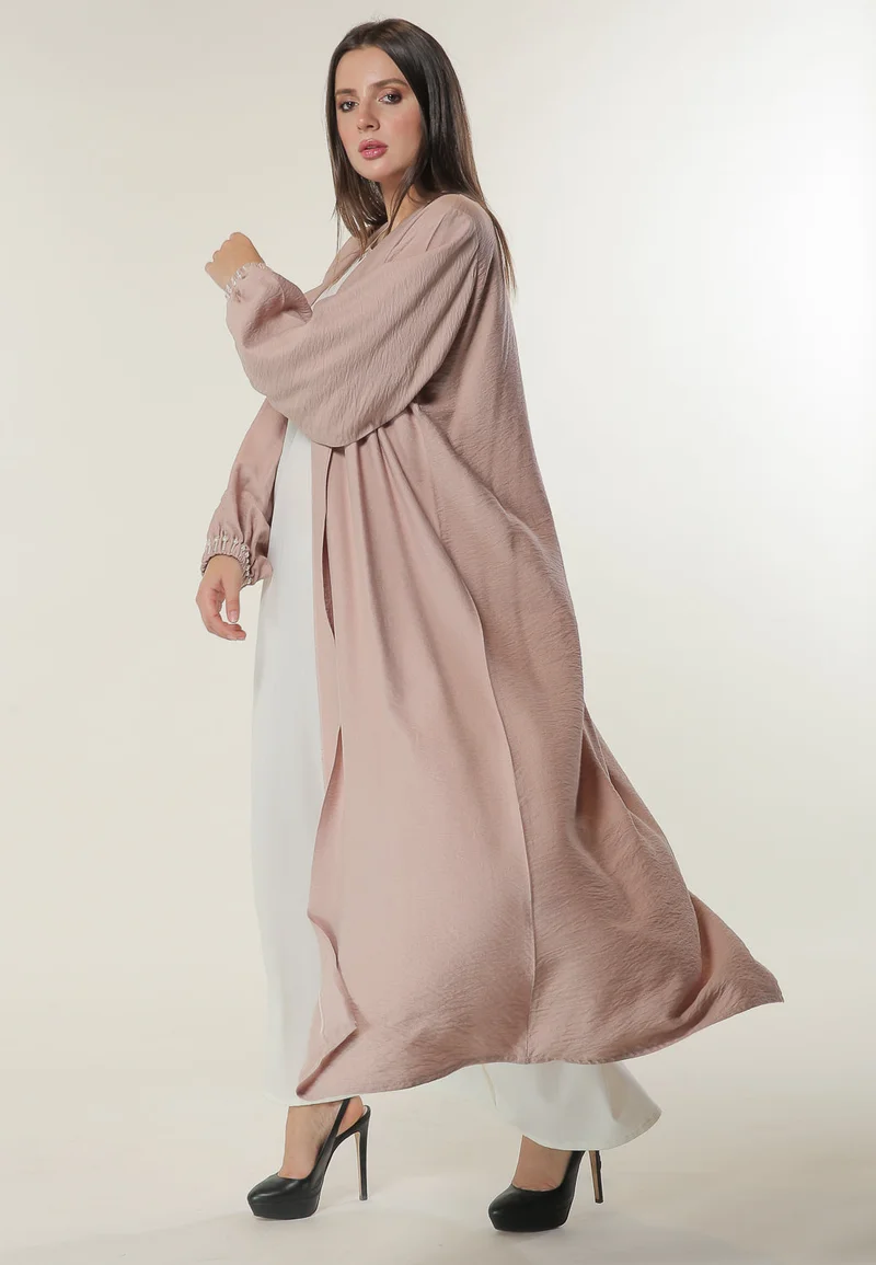 Moistreet  Embellished Elasticated Sleeves Abaya for Women | Best Price UAE