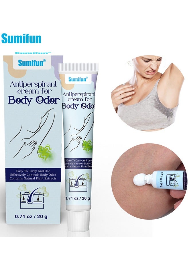 سوميفون كريم مضاد للتعرق لرائحة الجسم - مزيل الإبط مضاد للتعرق ومزيل العرق معتدل طويل الأمد مقاوم للماء مقاوم للعرق صديق للبشرة منعش فعال كريم رائحة الإبط للتخلص من رائحة الجسم 20 جرام - Image 2