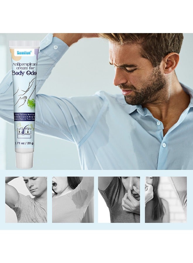 سوميفون كريم مضاد للتعرق لرائحة الجسم - مزيل الإبط مضاد للتعرق ومزيل العرق معتدل طويل الأمد مقاوم للماء مقاوم للعرق صديق للبشرة منعش فعال كريم رائحة الإبط للتخلص من رائحة الجسم 20 جرام - Image 5
