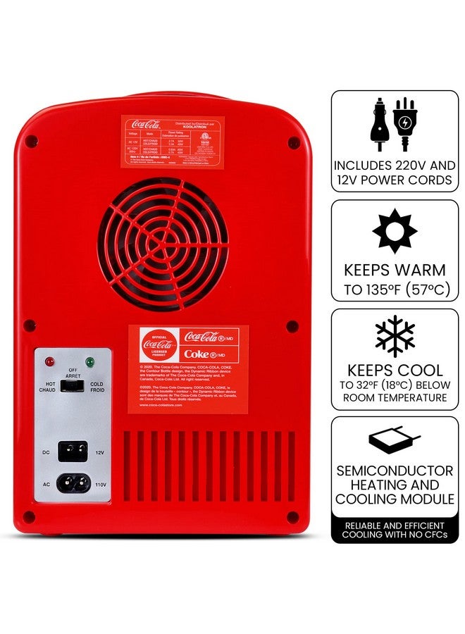 Coca-Cola Coca-Cola 12V Portable 4L Cooler/Warmer, AC/DC Powered, Power Cords Included, Compact Travel Speaker and Personal Mini-Fridge, Unique Gift for Music-Lovers  - Image 4