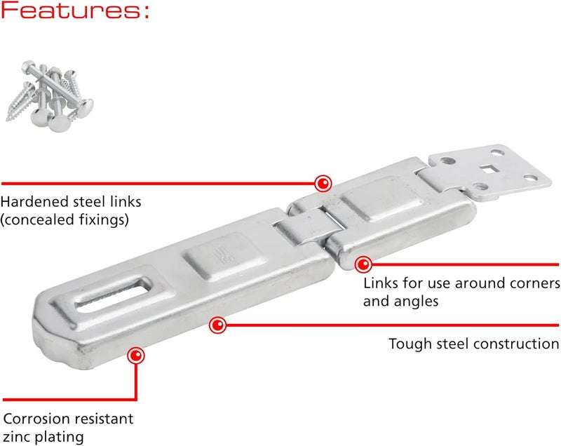 Sterling CHS160 160 mm Hardened Steel Hasp and Staple, Grey - Image 2