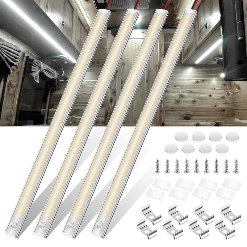 WELLUCK 12V Interior LED Light Bar, 1600LM COB Interior Light Strip w/Switch for Car, Trailer, Truck Bed, Van, RV, Cargo, Boat, Cabinet, Slim Enclosed Trailer Lights Fixture, 12 Volt Led Lighting - Image 1