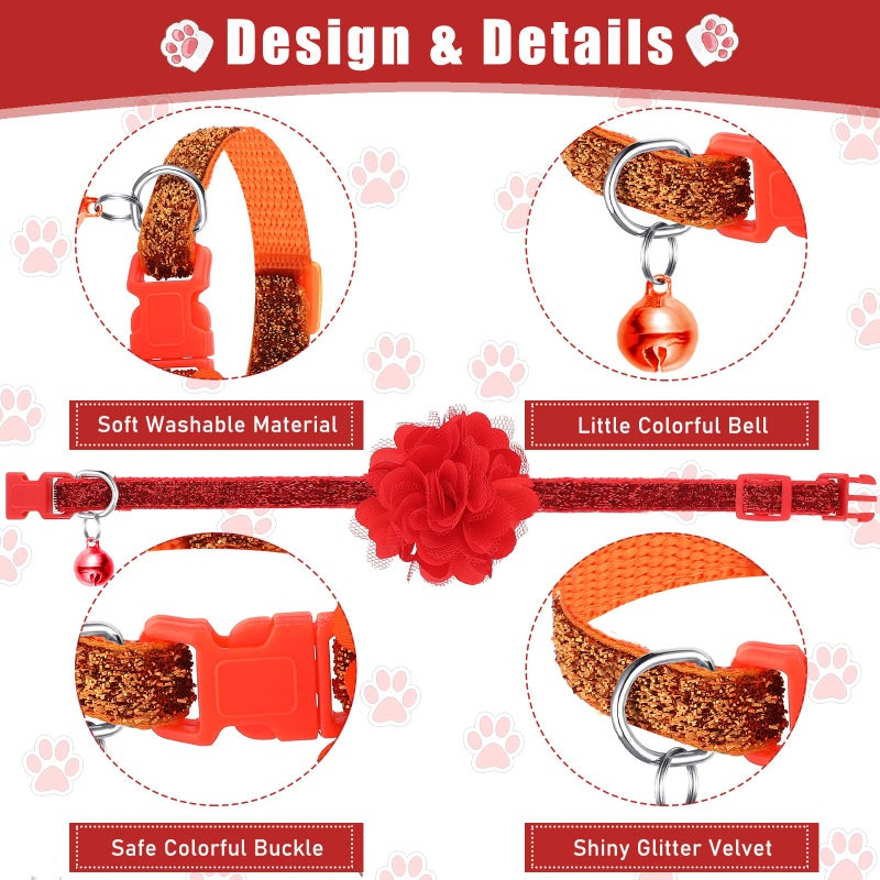 Saintrygo 12 Pcs Cat Collar with Flower Bells for Girl Cats Adjustable Kitten Collar Flowers Multicolor Grooming Accessories for Small Girl Pets - Image 3