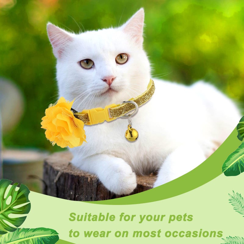 Saintrygo 12 Pcs Cat Collar with Flower Bells for Girl Cats Adjustable Kitten Collar Flowers Multicolor Grooming Accessories for Small Girl Pets - Image 5