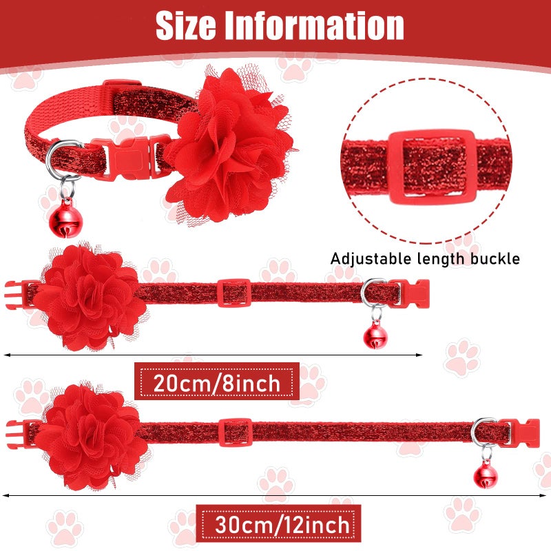 Saintrygo 12 Pcs Cat Collar with Flower Bells for Girl Cats Adjustable Kitten Collar Flowers Multicolor Grooming Accessories for Small Girl Pets - Image 4