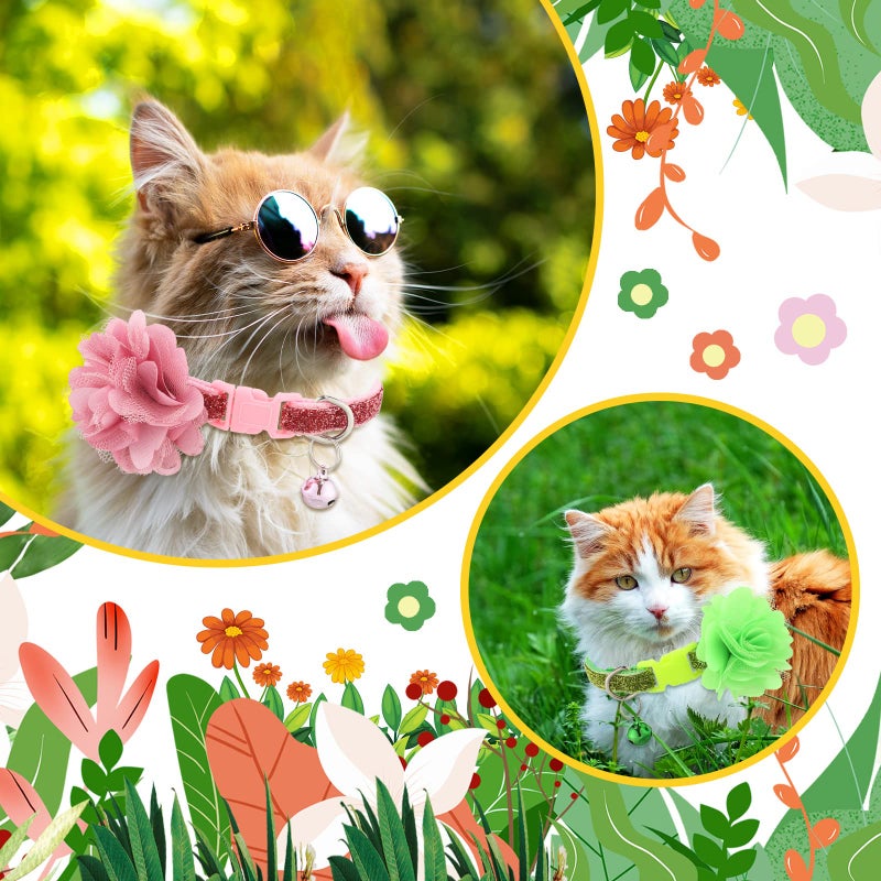 Saintrygo 12 Pcs Cat Collar with Flower Bells for Girl Cats Adjustable Kitten Collar Flowers Multicolor Grooming Accessories for Small Girl Pets - Image 2