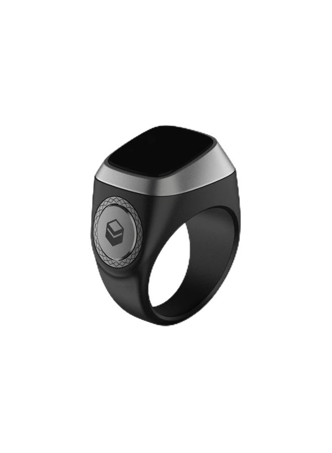 iQibla Smart Zikr Ring, Tasbih Counter with OLED Display, App Operated, 20MM, Black Grey - Image 1