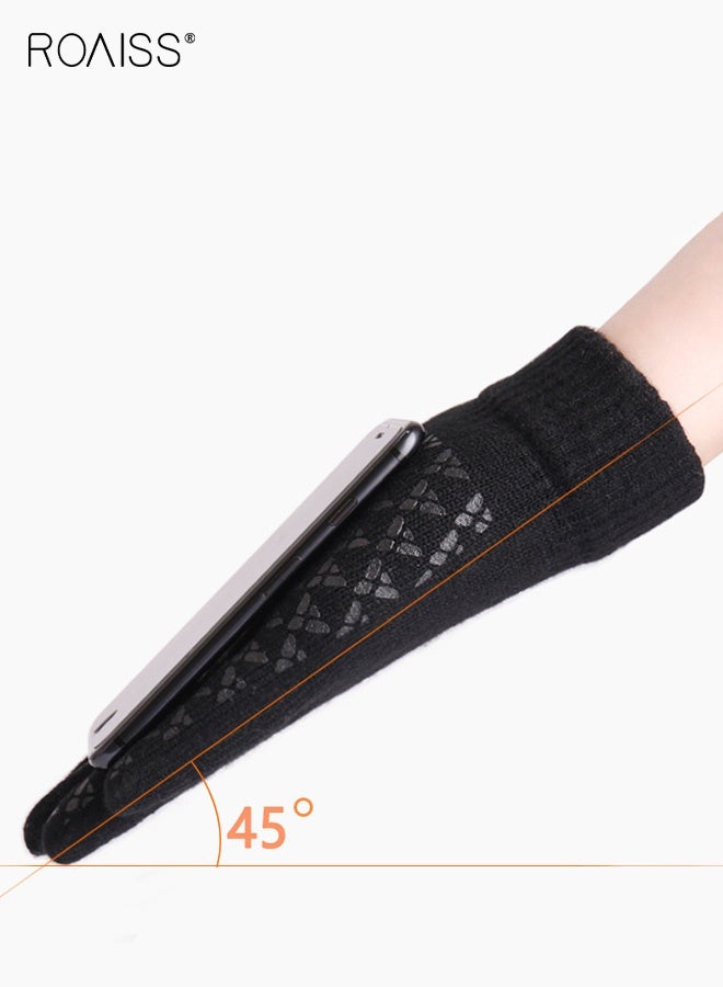 رويس قفازات دافئة محبوكة للجنسين لفصل الشتاء على طراز الأزواج مع نسيج بطانة ناعمة، قبضة راحة اليد غير قابلة للانزلاق، متوافقة مع شاشات اللمس، مثالية للأنشطة في الطقس البارد والاستخدام اليومي - Image 5