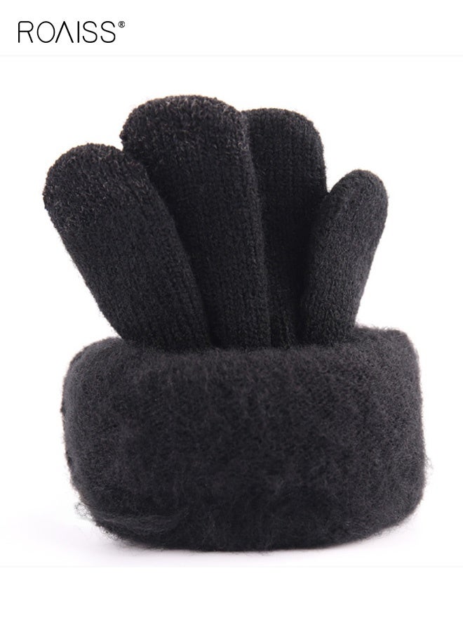 رويس قفازات دافئة محبوكة للجنسين لفصل الشتاء على طراز الأزواج مع نسيج بطانة ناعمة، قبضة راحة اليد غير قابلة للانزلاق، متوافقة مع شاشات اللمس، مثالية للأنشطة في الطقس البارد والاستخدام اليومي - Image 4