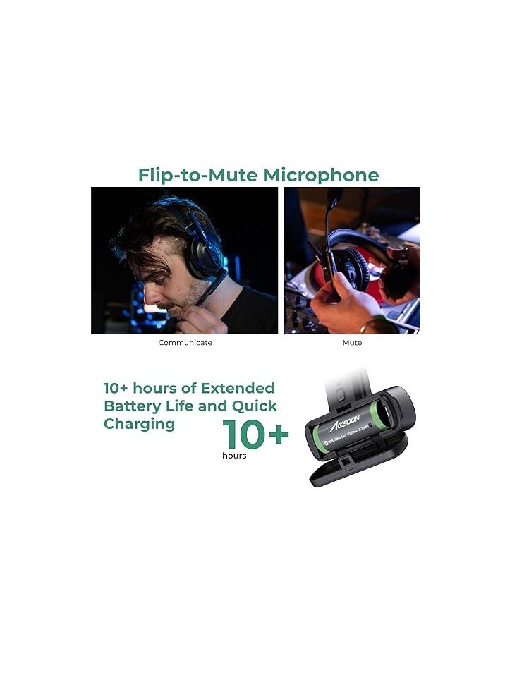 Accsoon - Accsoon Como MIC02-1H6R Wireless Headset Intercom System 7-Person Full Duplex 1312ft Team Communication Group Talk, Links up to 9-Person, 10+Hour Battery Life - Image 1