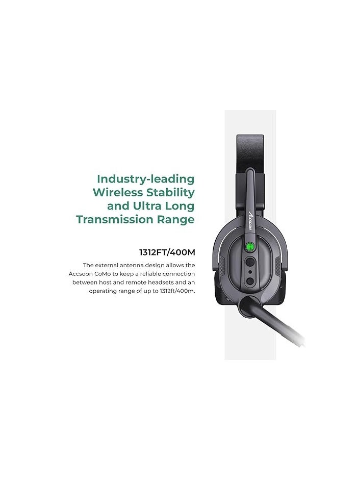 Accsoon - Accsoon Como MIC02-1H6R Wireless Headset Intercom System 7-Person Full Duplex 1312ft Team Communication Group Talk, Links up to 9-Person, 10+Hour Battery Life - Image 1