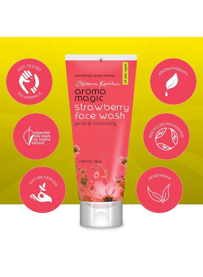 Aroma Magic Moisturizing Strawberry Face Wash| with Aloe Vera Extract & Ylang Ylang Essential Oil| All Skin - 100 ml |For men & women |Pack of 1 - Image 5
