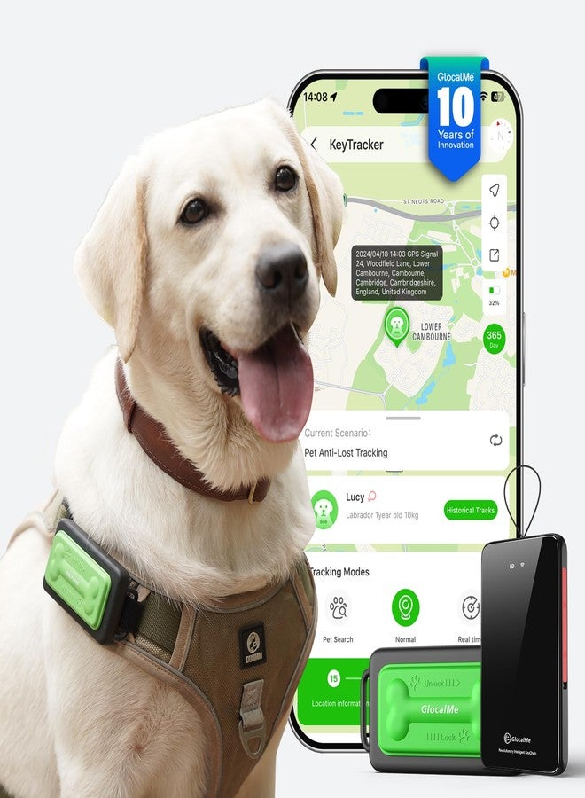 GlocalMe KeyTracker GPS Tracker for Dogs, Global Unlimited Range Pet Tracker with 6 Location Technologies for Real Time Tracking, GPS Dog Tracker with Global Network Service, Waterproof - Image 1