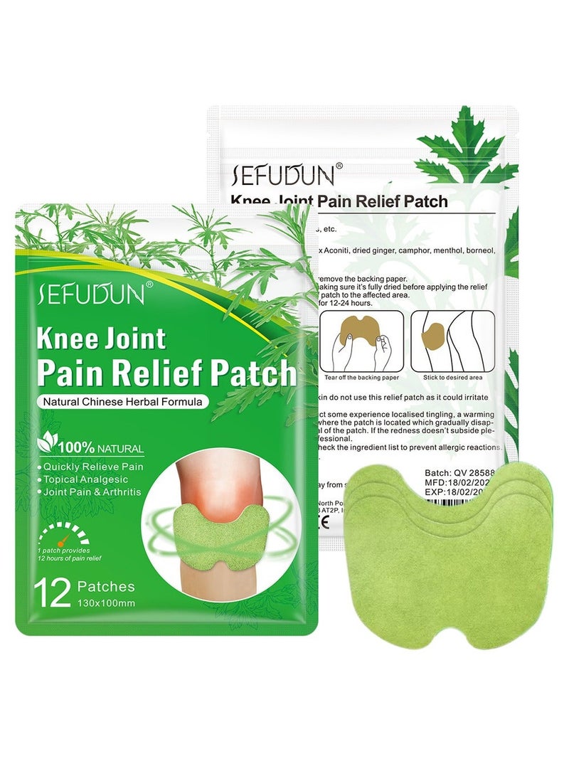 Sefudun 12PCS Knee Patches,Chinese Herbal Natural Knee Joint Pain Relief Patch Knee Pain Treatment Plaster and Pads for Knee - Image 2
