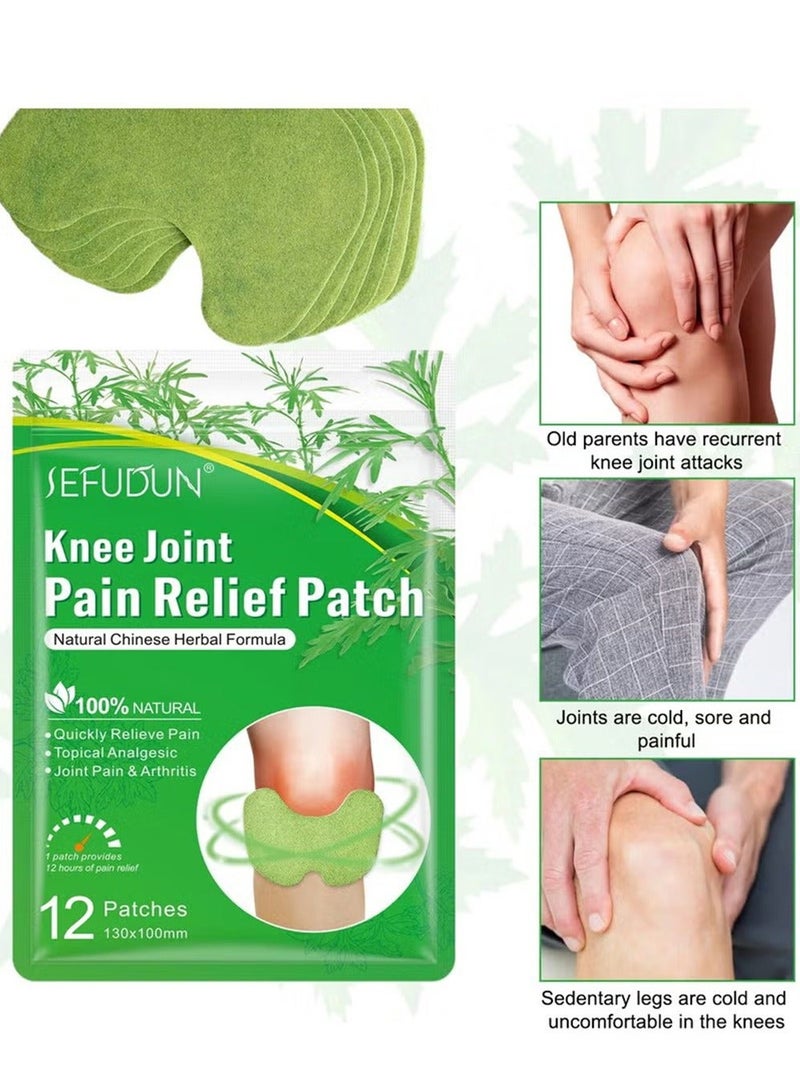 Sefudun 12PCS Knee Patches,Chinese Herbal Natural Knee Joint Pain Relief Patch Knee Pain Treatment Plaster and Pads for Knee - Image 3