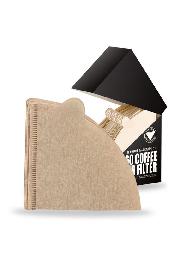 NIBEMINENT Coffee Filter 100 pcs Paper V60 Unbleached Disposable Filters for Pour Over and Drip Maker (2-4 Cups) - Image 1