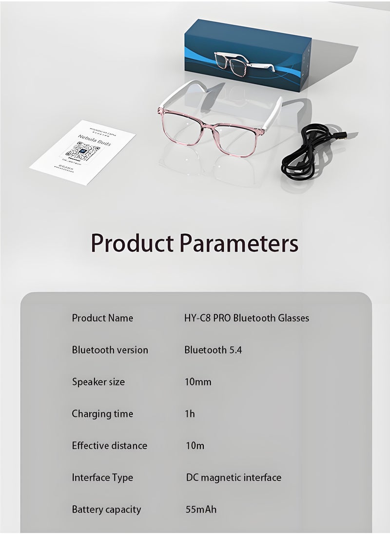 Smart Glasses with AI, Polarized Sunglasses with Bluetooth Speaker, Athletic, Outdoor, Sports UV Protection and Voice Control, Smart AI translation Glasses and Headphones, Translation in 144 languages, AI Chat, Music, Assistant via Bluetooth 5.4 - White