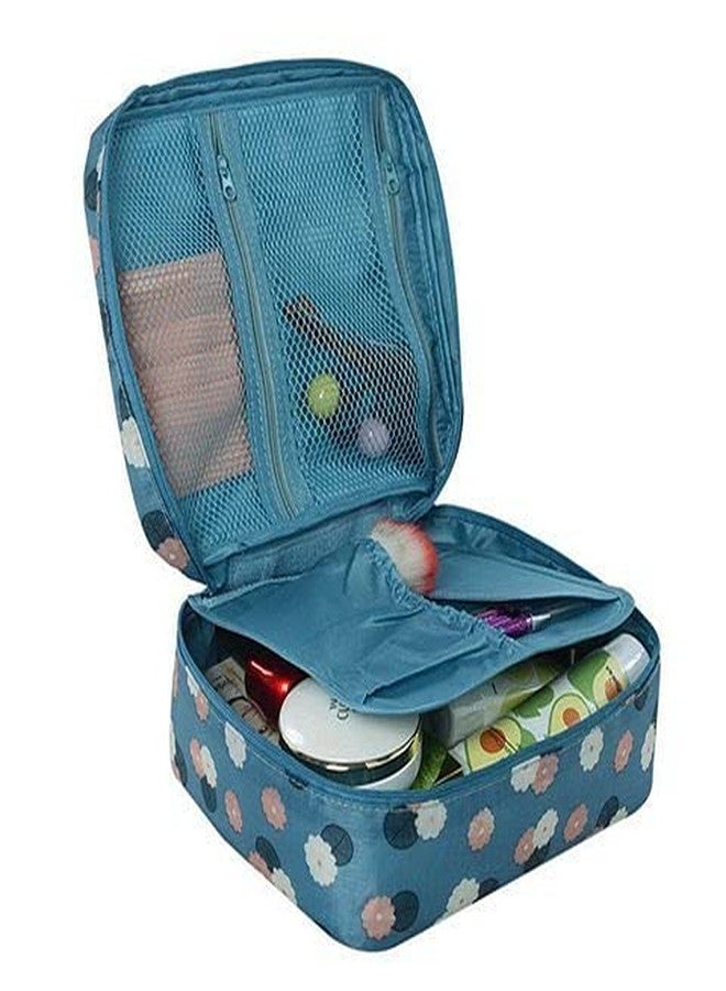 WEELZONE Polyester Travel Portable Cosmetic Makeup Case Organizer Travelling Storage Pouch Bag for Women Inner Ware Make Up Brush Toiletry Kit Holder Beauty Fashion Waterproof Organiser (Multicolor) - Image 1