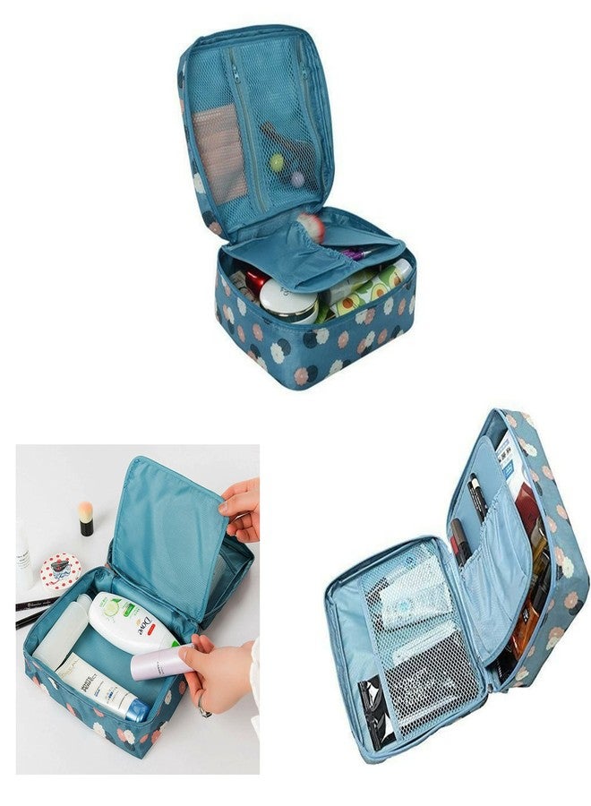 WEELZONE Polyester Travel Portable Cosmetic Makeup Case Organizer Travelling Storage Pouch Bag for Women Inner Ware Make Up Brush Toiletry Kit Holder Beauty Fashion Waterproof Organiser (Multicolor) - Image 2