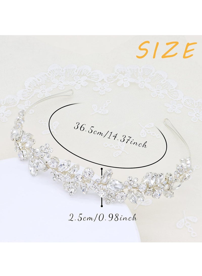 Crystal Wedding Headbands Handmade Bridal Headpieces For Bride Flower Girl Wedding Hair Accessories For Bridesmaids Prom Party (Silver) - Image 4