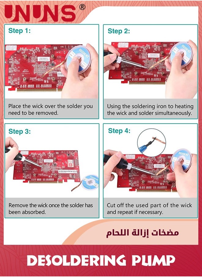 UNUNS Solder Wick and Desoldering Pump,Spare nozzle,Solder Sucker,Desoldering Wick,1pcs Solder Braid Desoldering Vacuum Pump Solder Remover Tool  - Image 5