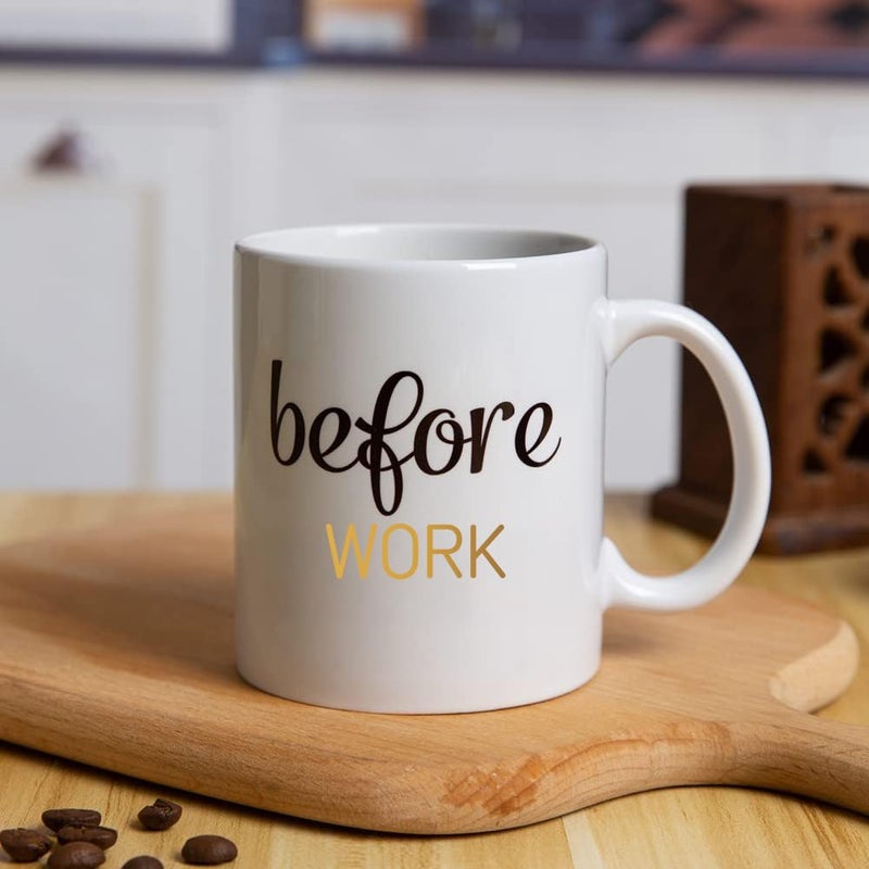PUGED Before Work After Work Because Work Gift Set 11 oz Coffee Mug 18 oz Wine Glass 2 oz Shot Glass with Gifted Box for Coworkers Boss Office Gifts Bosses Day Christmas Farewell Party Gift (Black) - Image 4