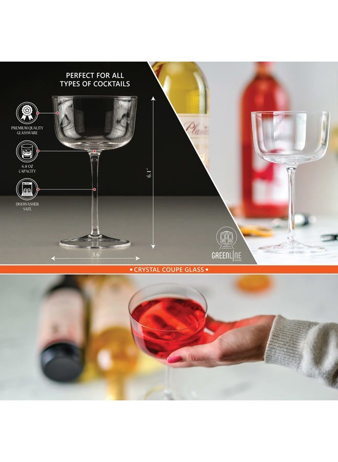 GreenLine Goods كؤوس النبيذ - مجموعة زجاجيات مطبخ حديثة سعة 6.8 أونصة - أكواب طويلة ذات ساق للمناسبات أو البار الحديث - مجموعة من 2 - Image 2