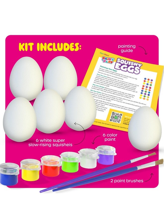 Dan&Darci Easter Egg Squishy Painting Kit - Arts & Crafts for Girls and Boys - Kids Art Activities - Craft Gift for Kid Ages 6 7 8 9 10 Year Old Girl Gifts - Decorate 6 Slow Rising Squishies with Paint - Image 2