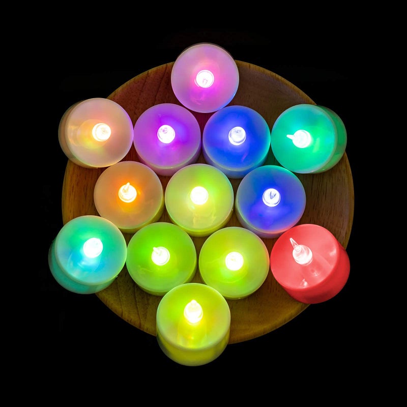 BEICHI Color Changing LED Tea Lights Bulk, 24 Pcs Flameless Tealight Candles with Colorful Lights, Battery Operated Colored Fake Candles, No Flickering Light, [White Base] - Image 3