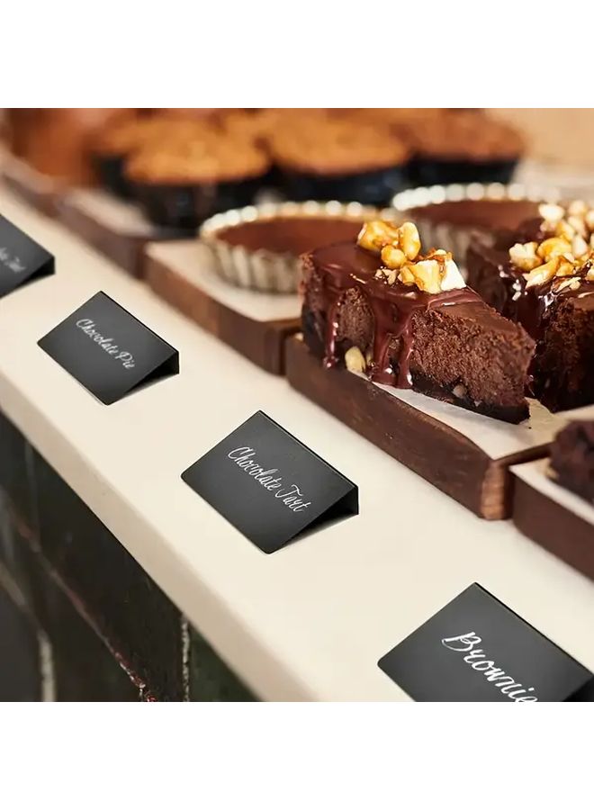 20 قطعة من لافتات السبورة الصغيرة على شكل L قابلة للمسح، وعلامات PVC للسبورة، وعلامات أسعار قابلة للكتابة على سطح الطاولة باللون الأسود - Image 2